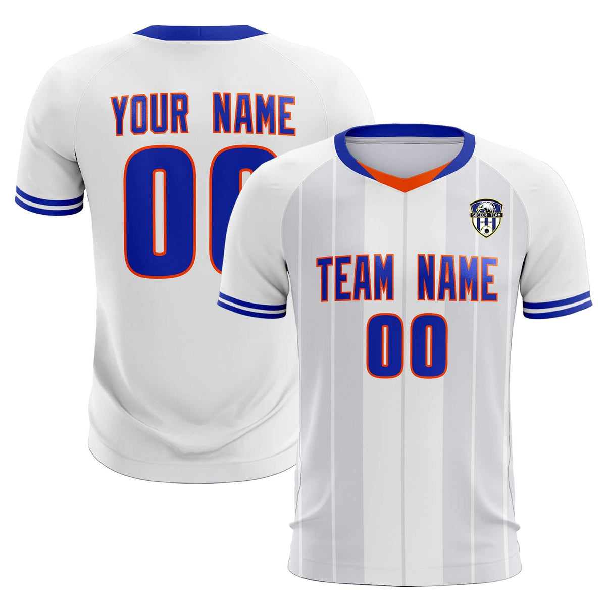 Custom White Classic Striped Personalized Soccer Tops/Sets Jersey