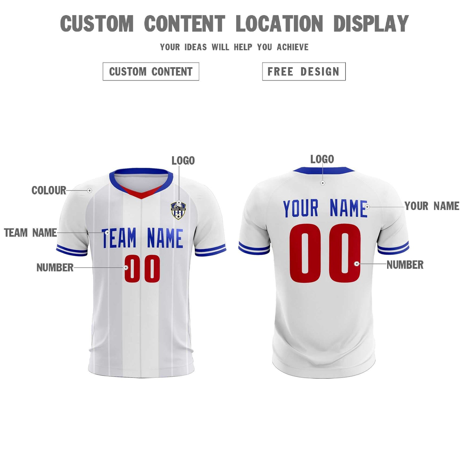 Custom White Classic Striped Personalized Soccer Tops/Sets Jersey