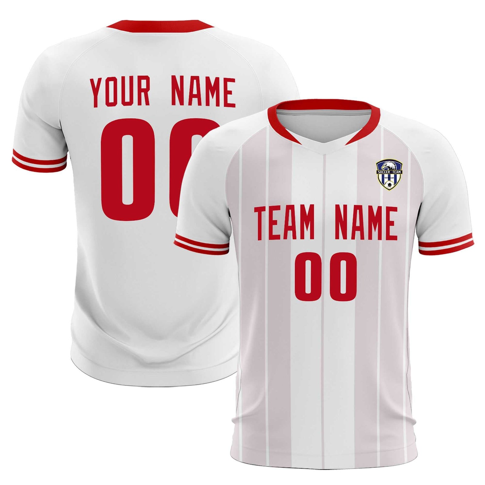 Custom White Classic Striped Personalized Soccer Tops/Sets Jersey