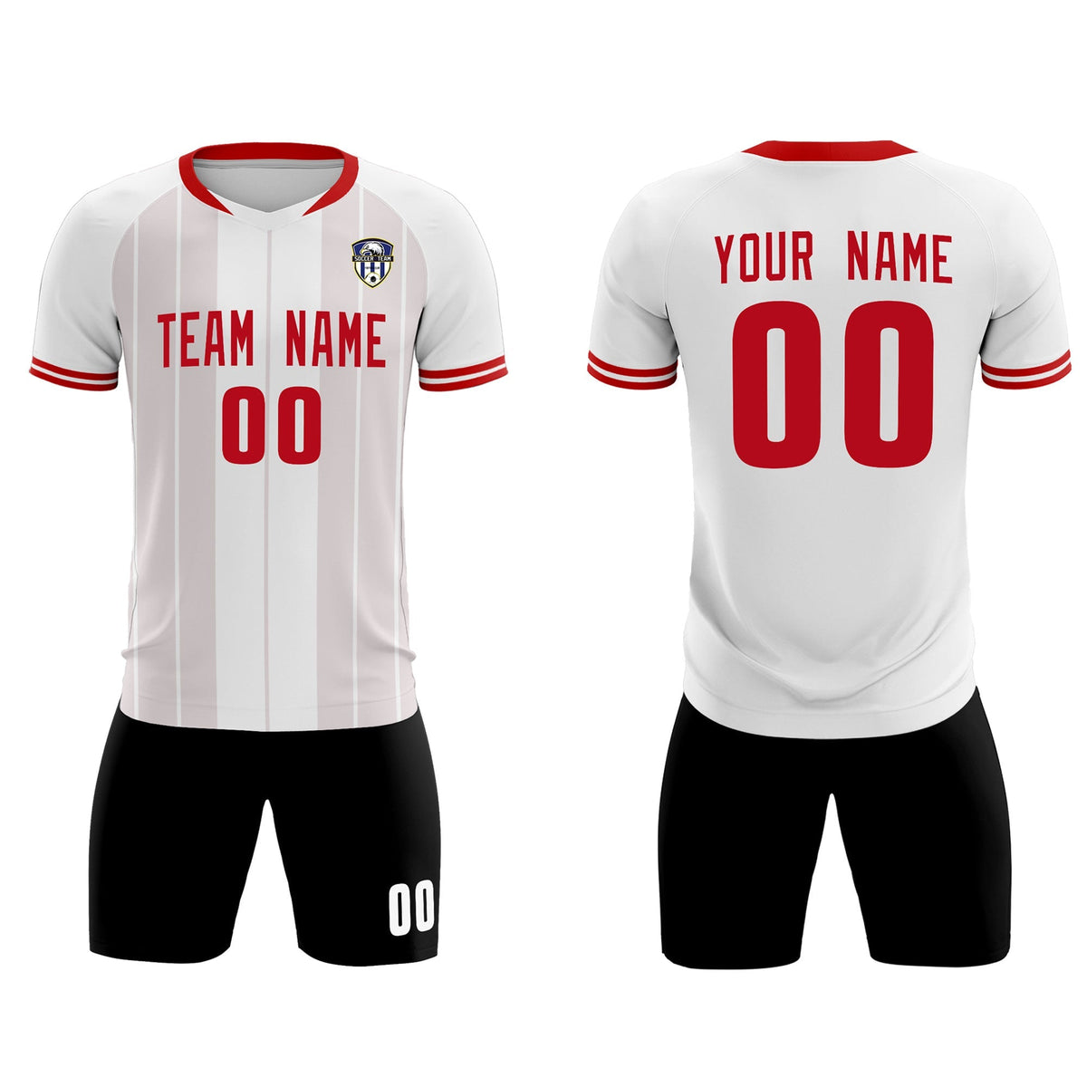 Custom White Classic Striped Personalized Soccer Tops/Sets Jersey