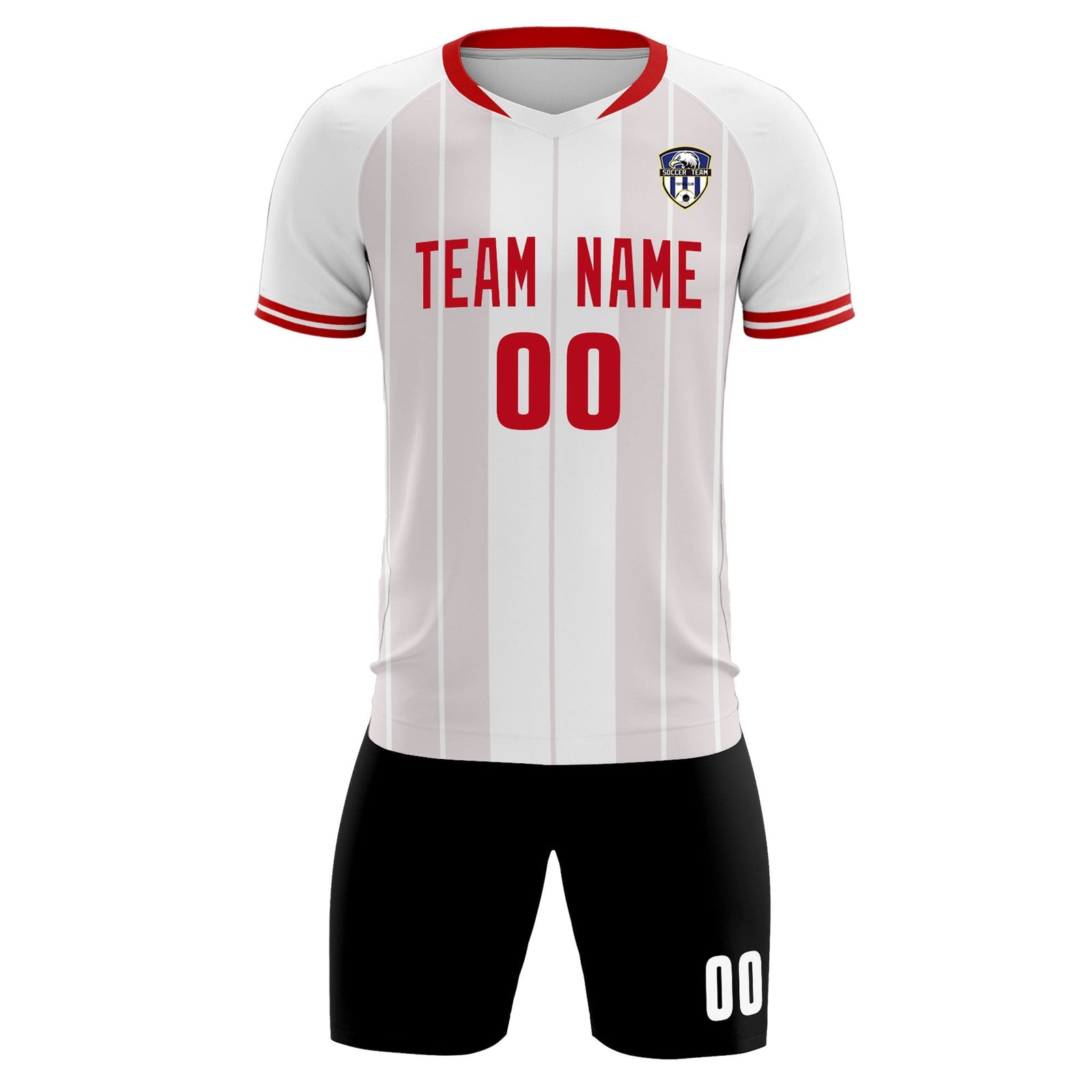 Custom White Classic Striped Personalized Soccer Tops/Sets Jersey