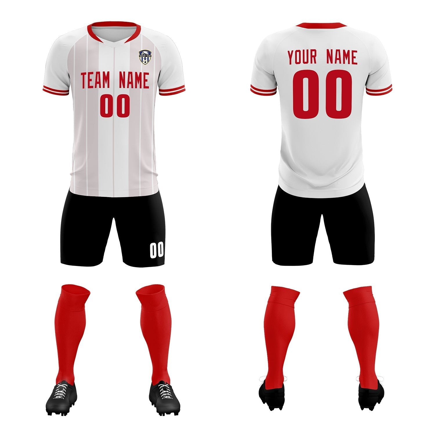 Custom White Classic Striped Personalized Soccer Tops/Sets Jersey