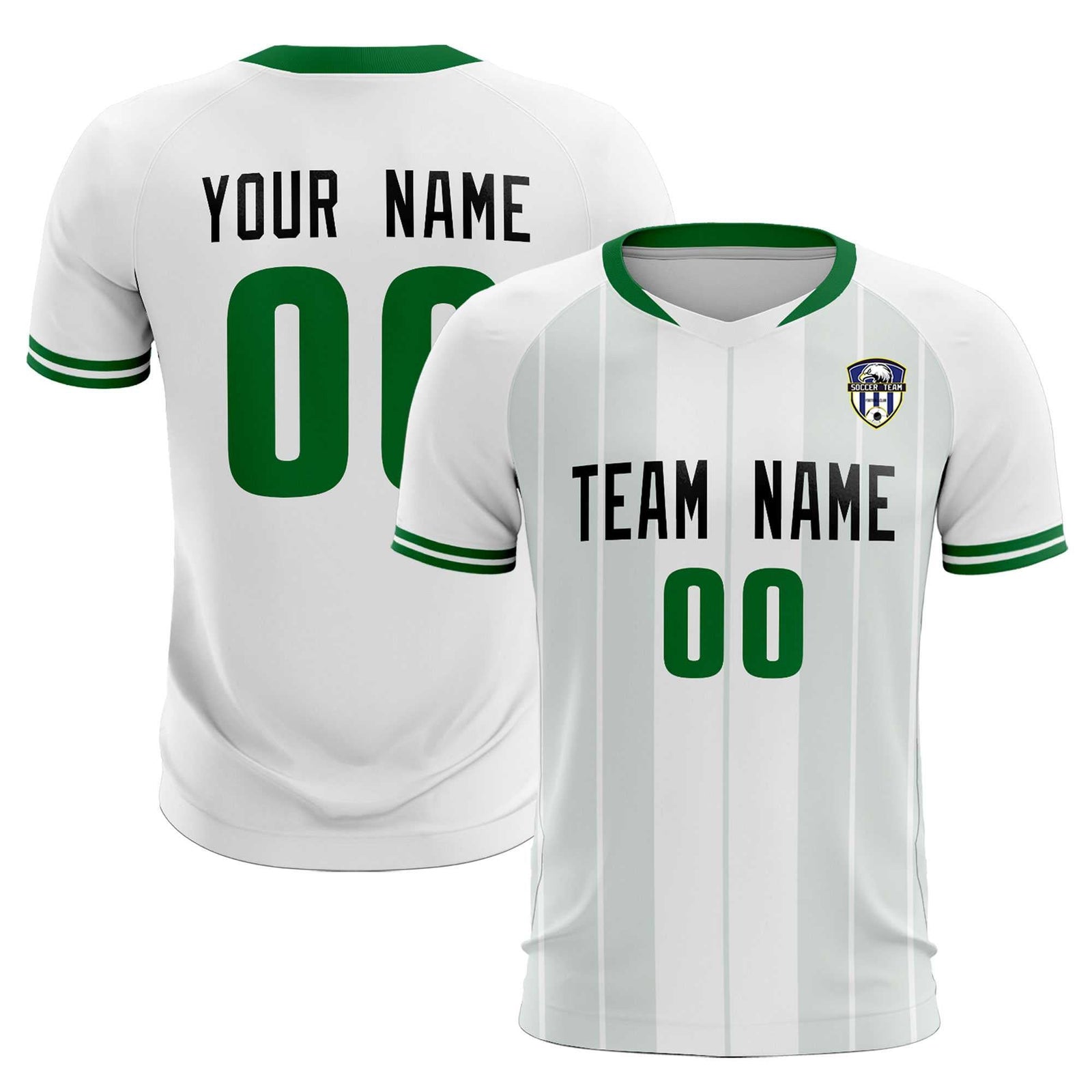 Custom White Classic Striped Personalized Soccer Tops/Sets Jersey