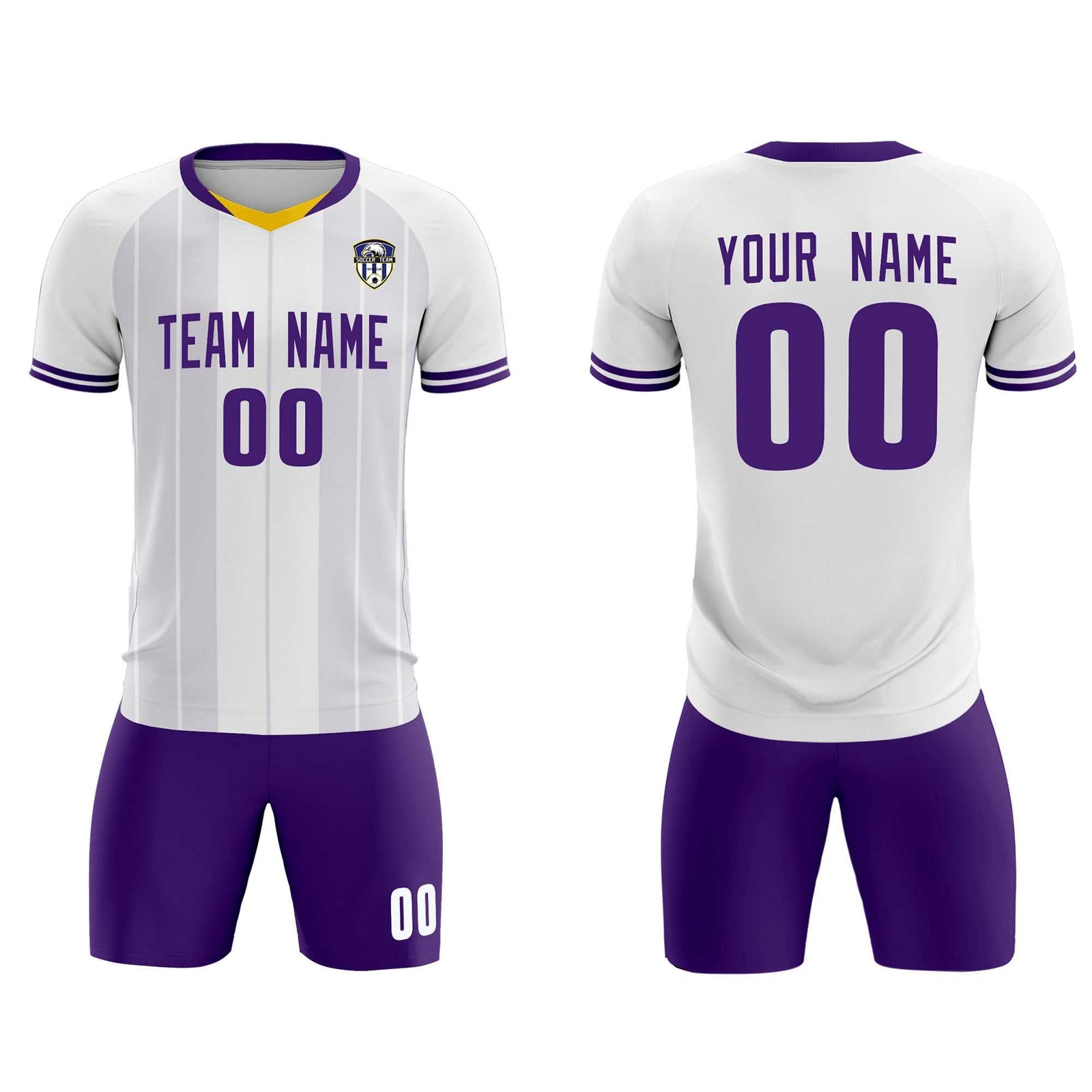 Custom White Classic Striped Personalized Soccer Tops/Sets Jersey