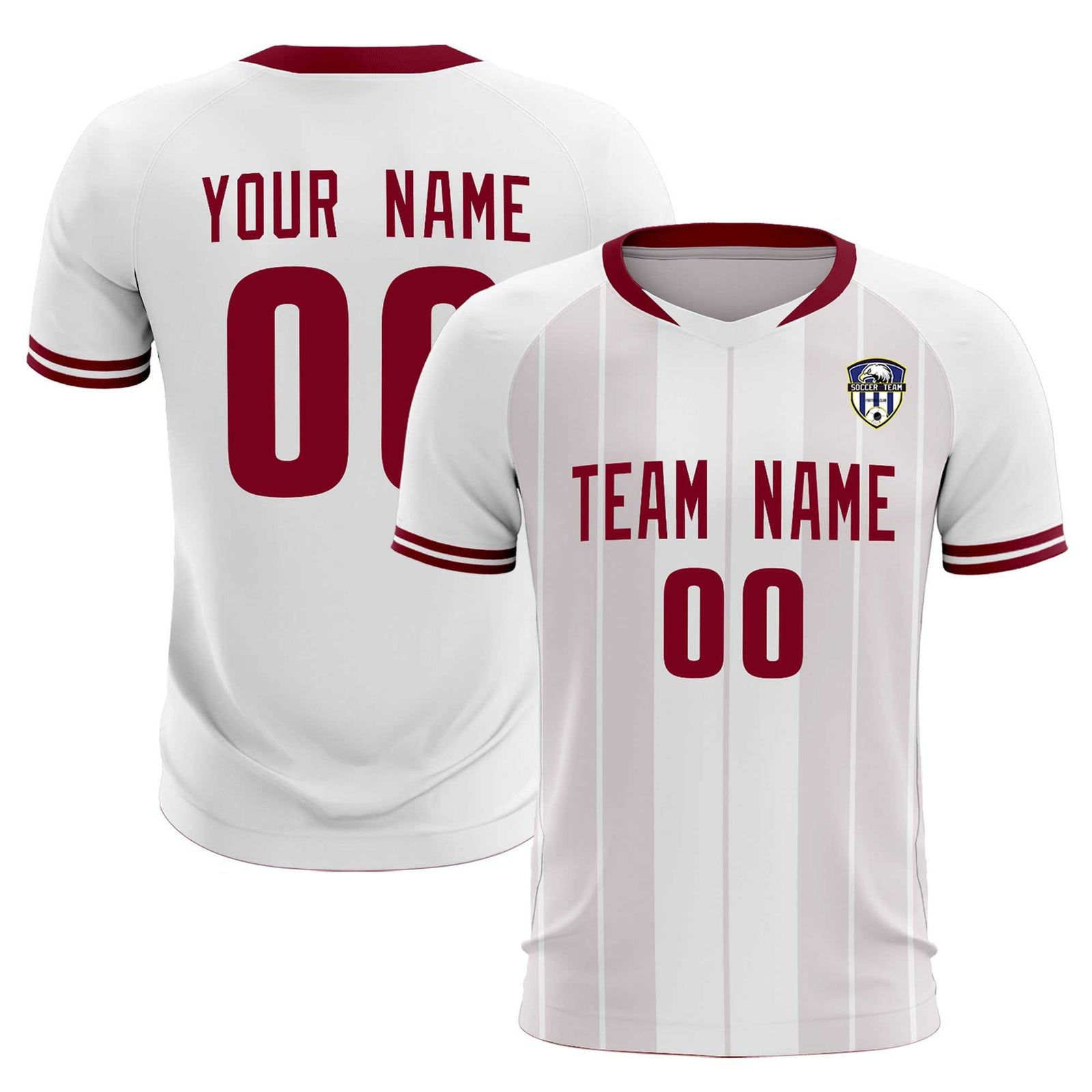 Custom White Classic Striped Personalized Soccer Tops/Sets Jersey