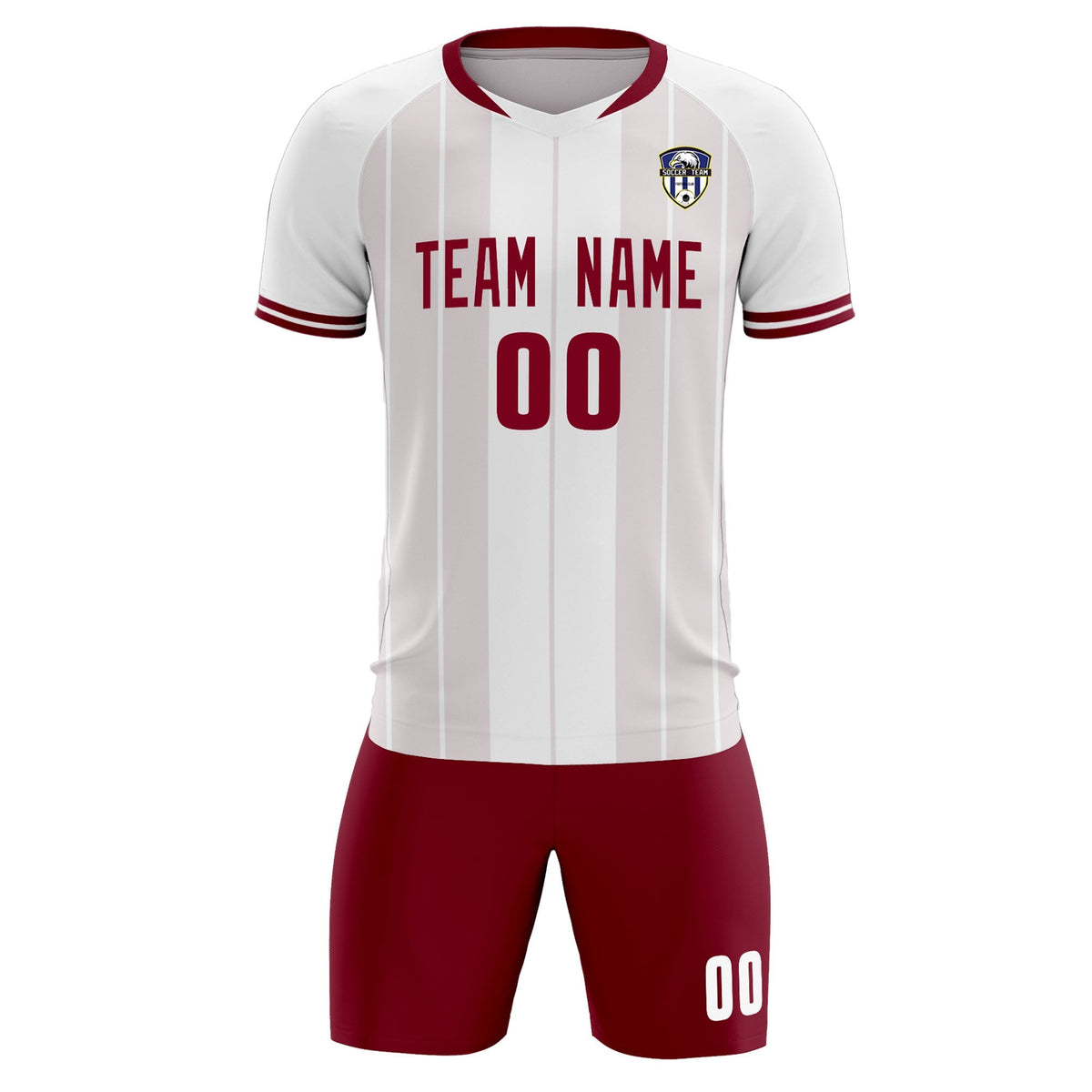 Custom White Classic Striped Personalized Soccer Tops/Sets Jersey