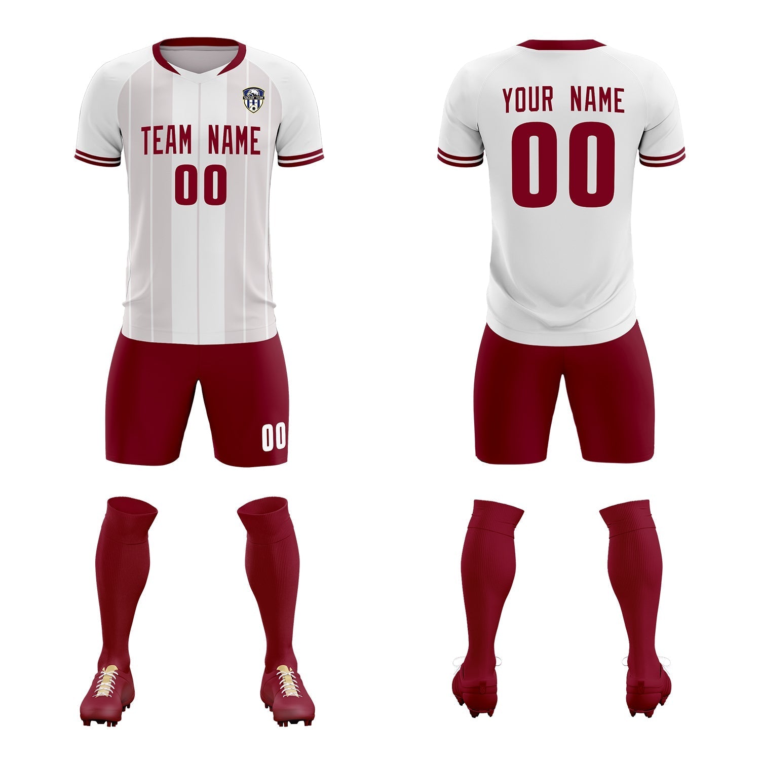 Custom White Classic Striped Personalized Soccer Tops/Sets Jersey