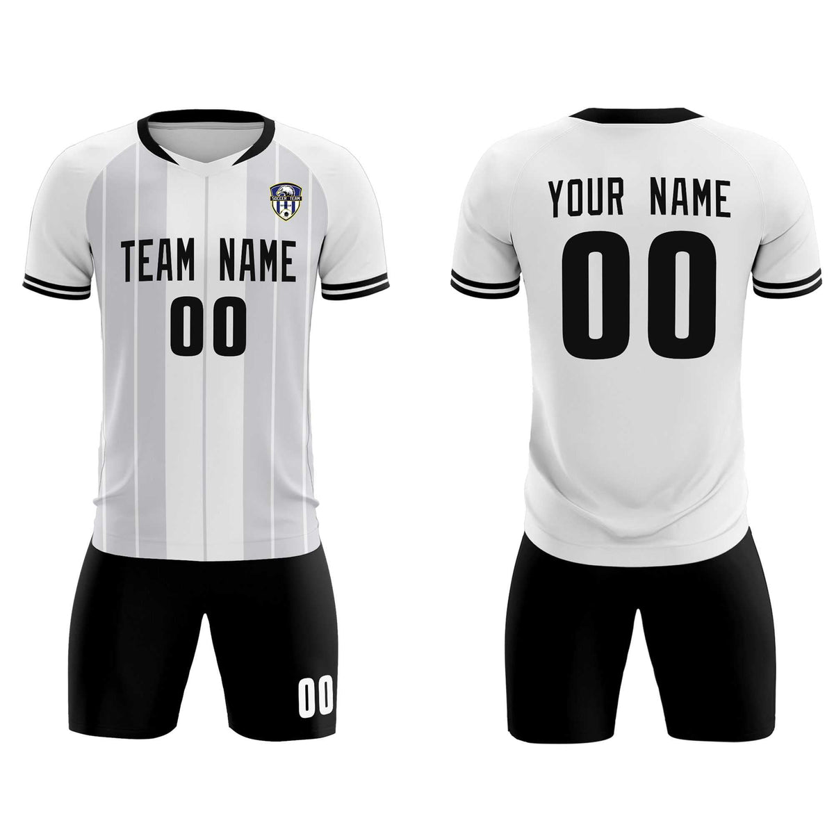 Custom White Classic Striped Personalized Soccer Tops/Sets Jersey