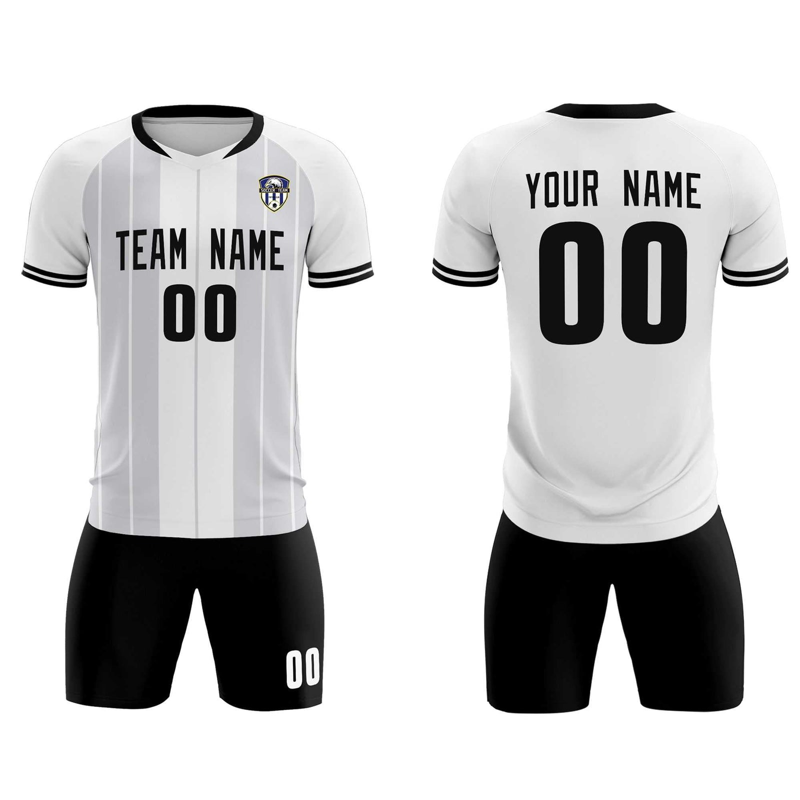 Custom White Classic Striped Personalized Soccer Tops/Sets Jersey