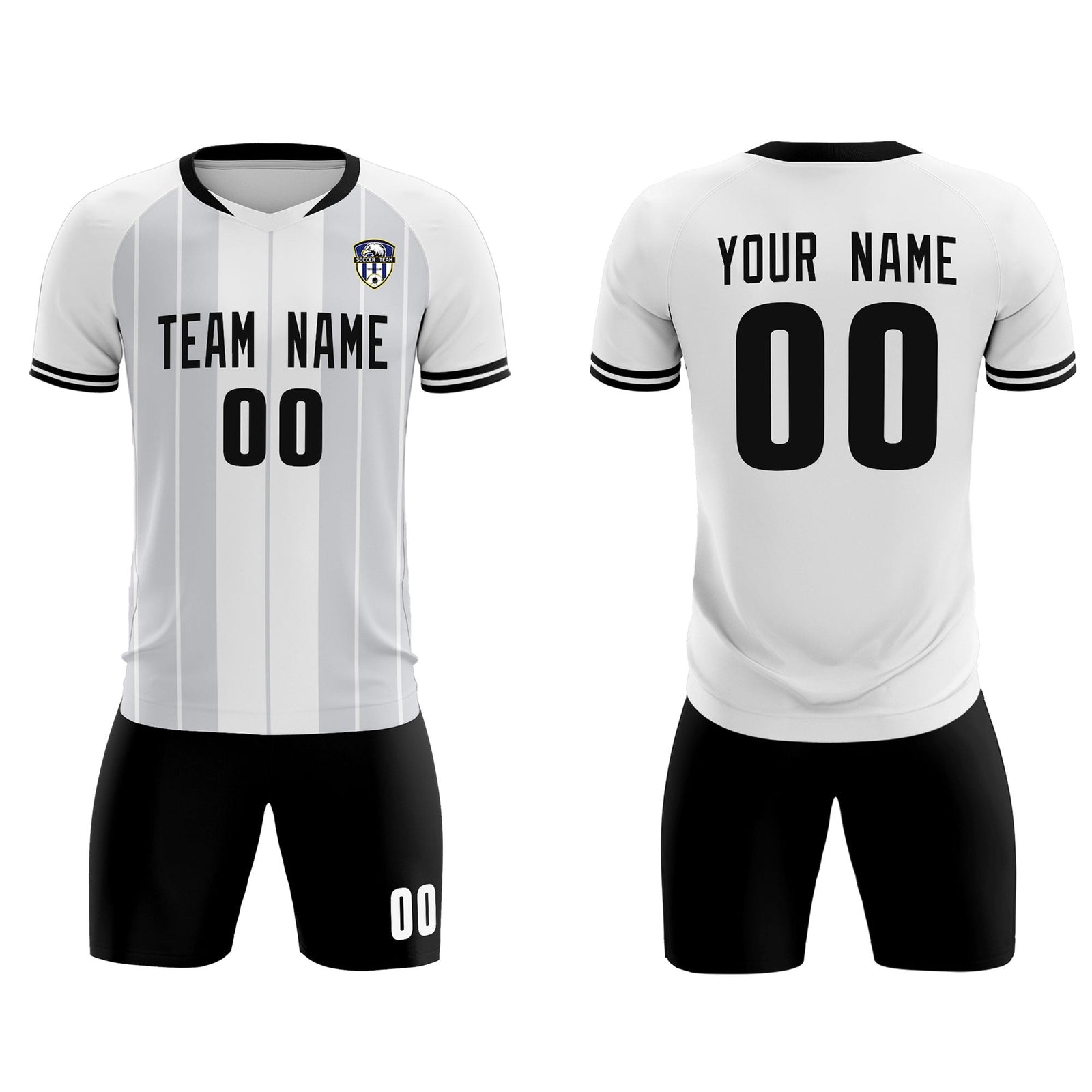 Custom White Classic Striped Personalized Soccer Tops/Sets Jersey