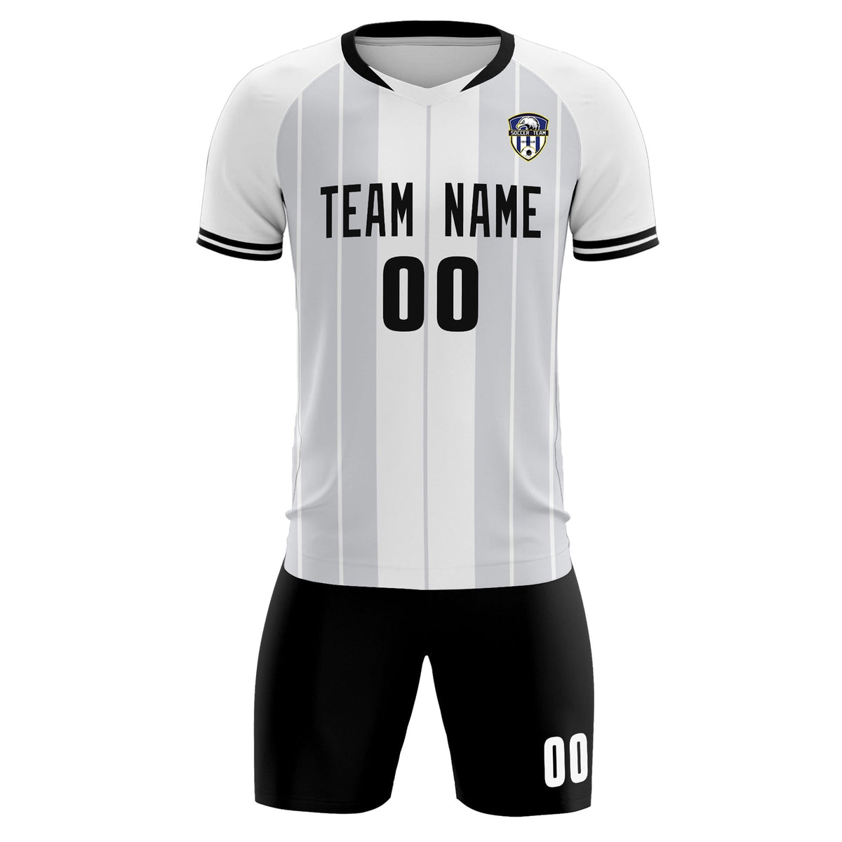 Custom White Classic Striped Personalized Soccer Tops/Sets Jersey