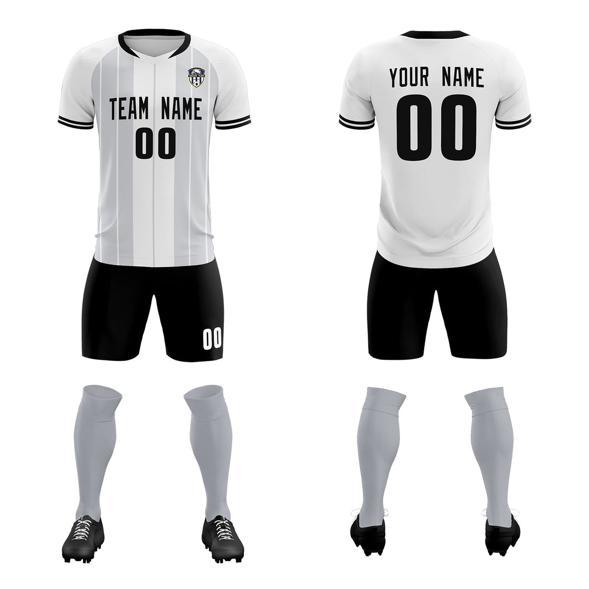 Custom White Classic Striped Personalized Soccer Tops/Sets Jersey
