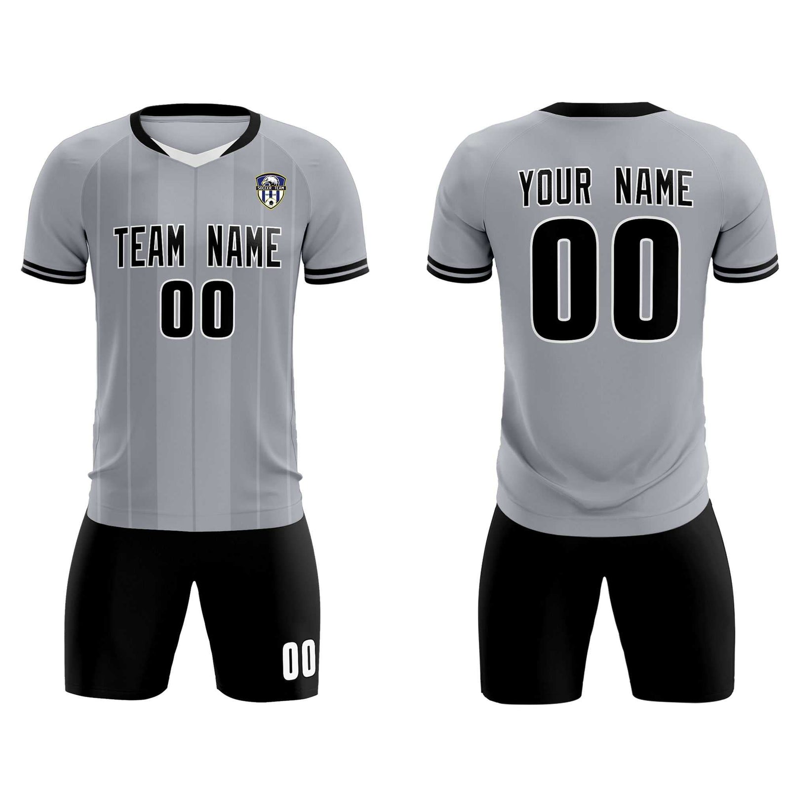 Custom Gray Classic Striped Personalized Soccer Tops/Sets Jersey