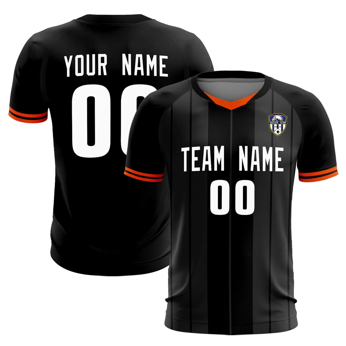 Custom Black Classic Striped Personalized Soccer Tops/Sets Jersey