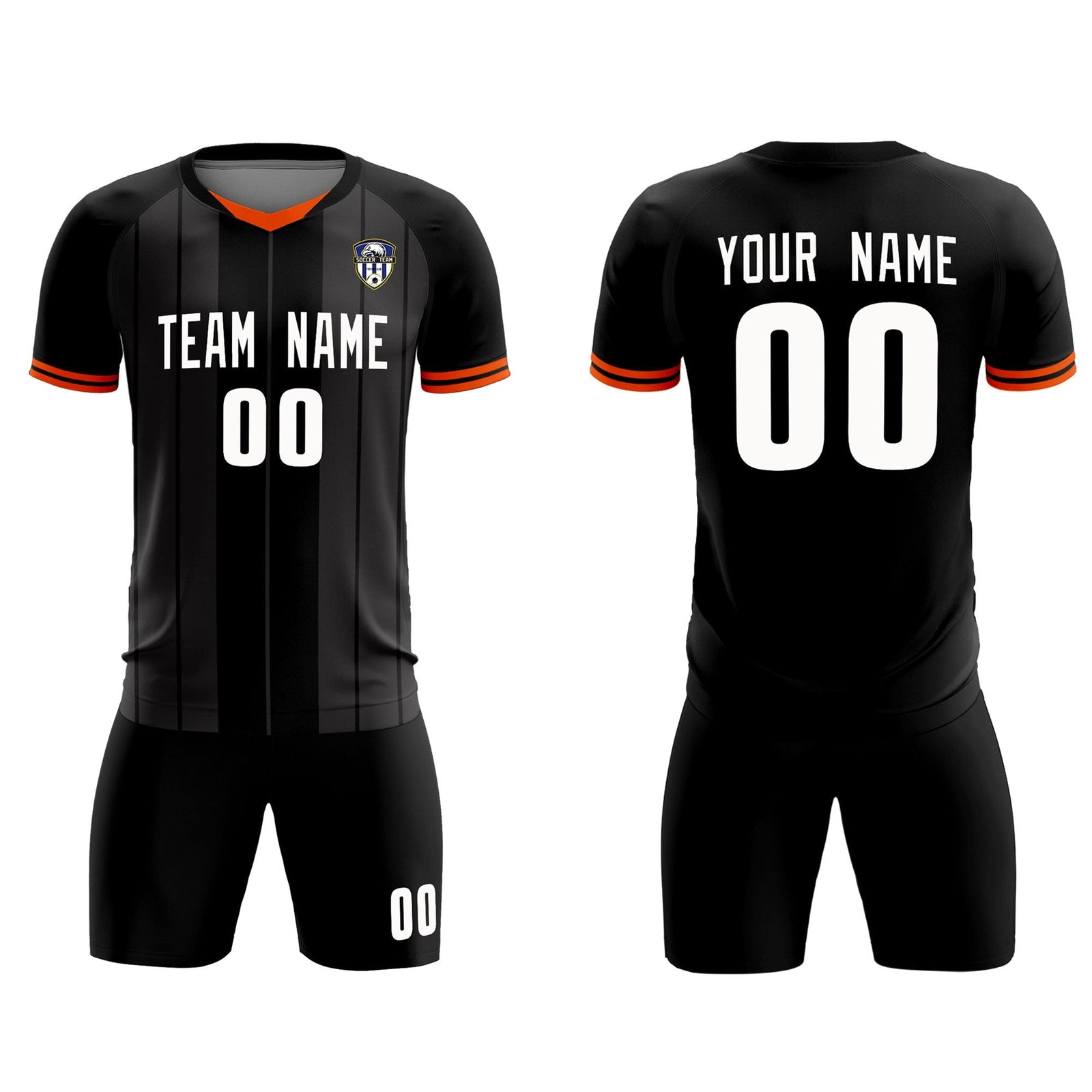 Custom Black Classic Striped Personalized Soccer Tops/Sets Jersey