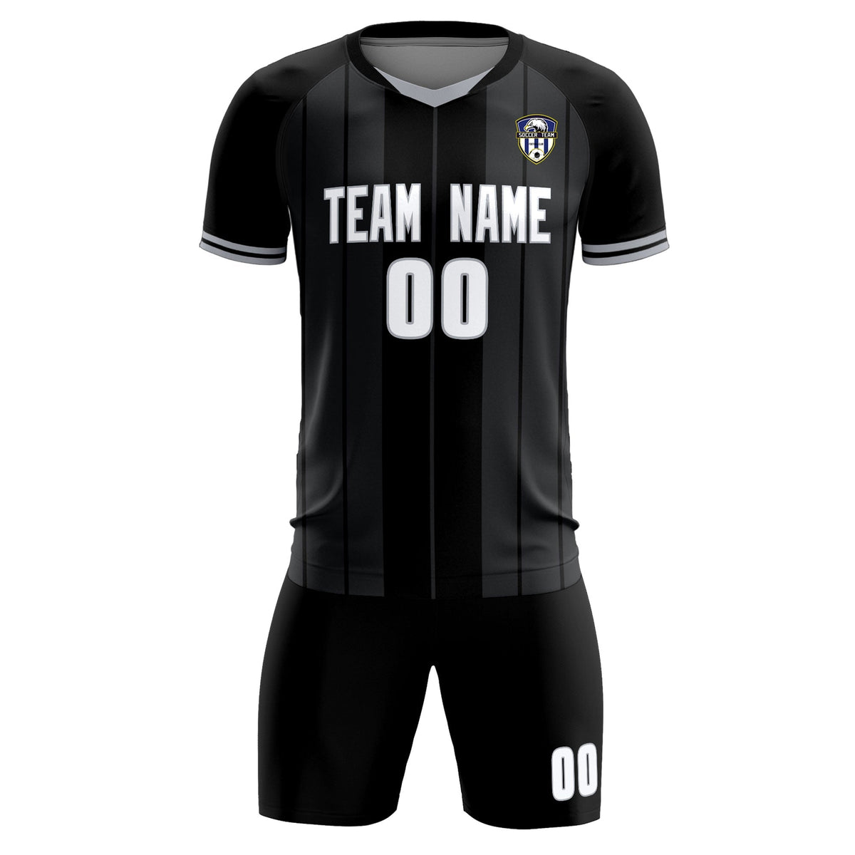 Custom Black Classic Striped Personalized Soccer Tops/Sets Jersey
