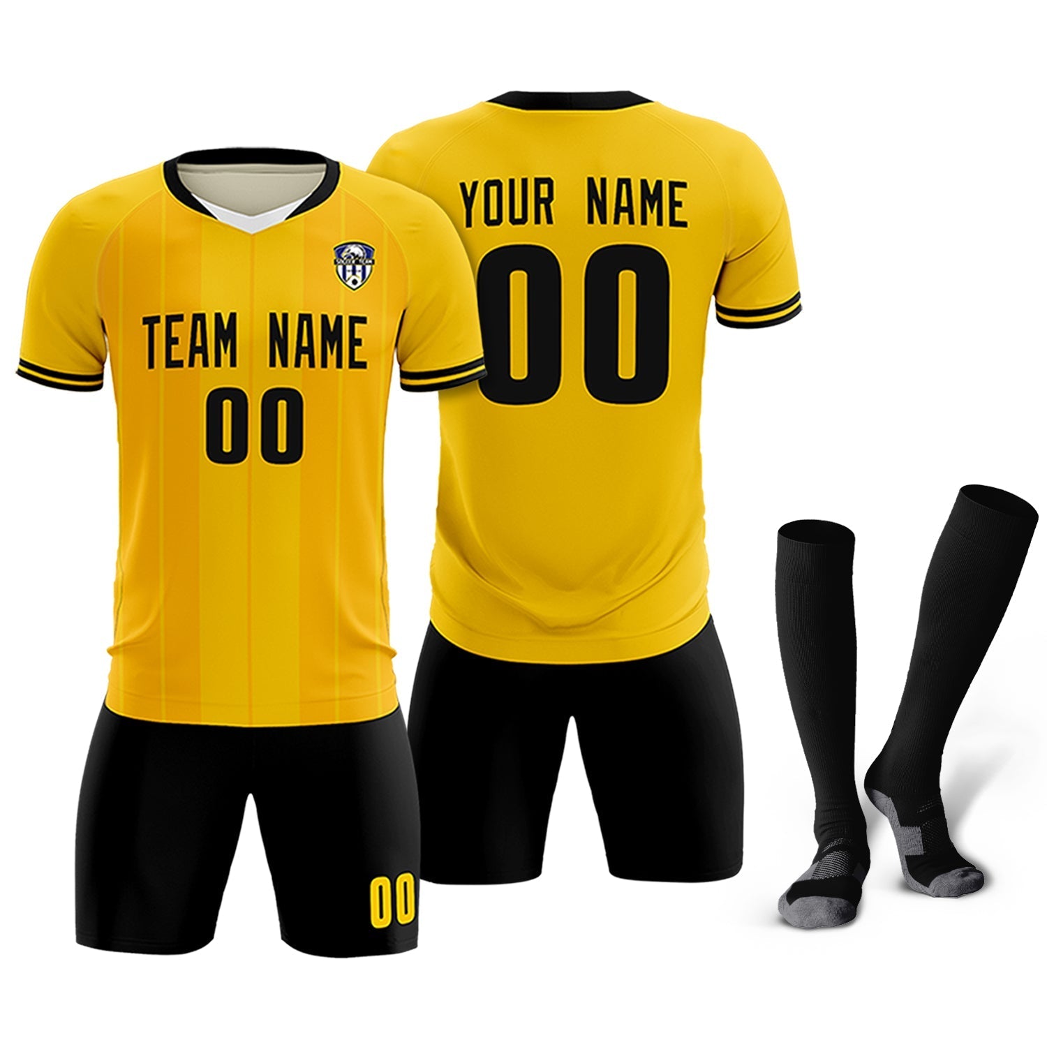 Custom Gold Classic Striped Personalized Soccer Tops/Sets Jersey