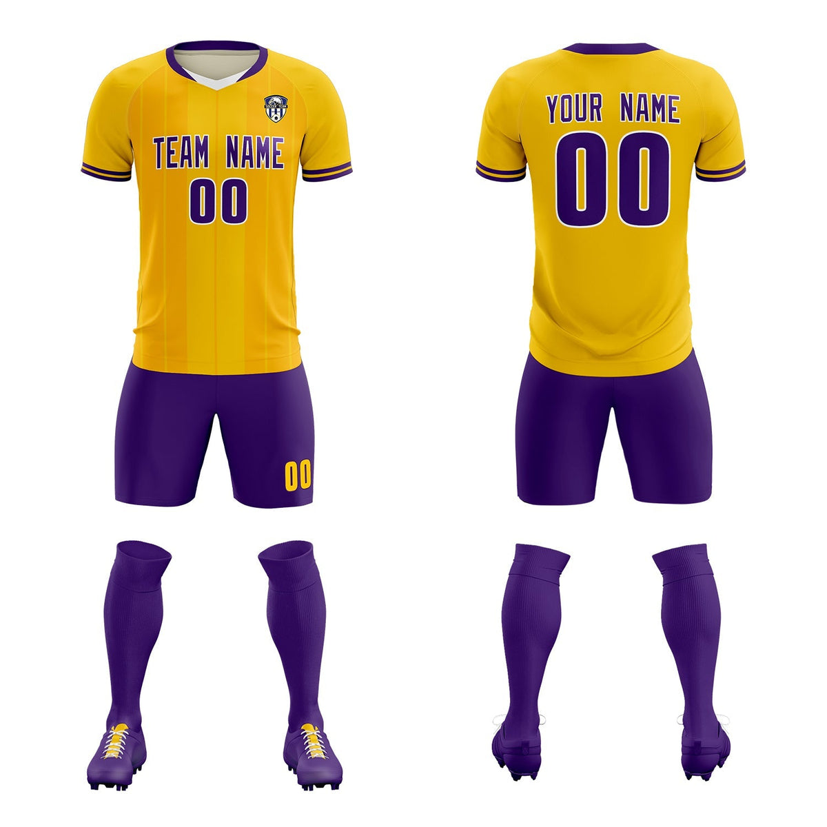 Custom Gold Classic Striped Personalized Soccer Tops/Sets Jersey