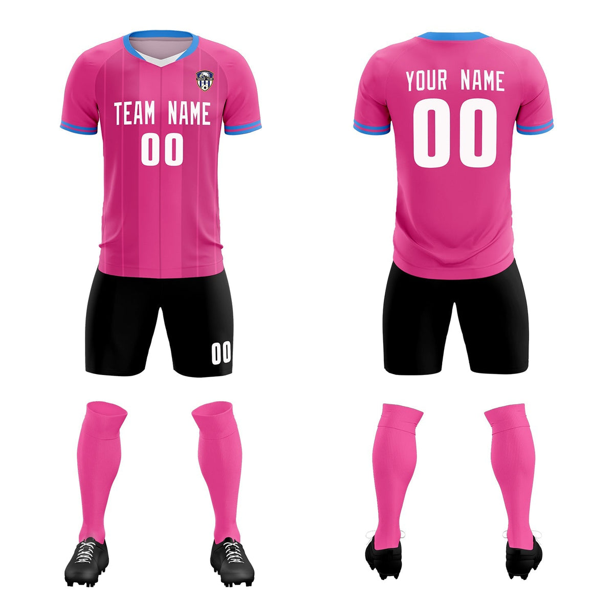 Custom Pink Classic Striped Personalized Soccer Tops/Sets Jersey