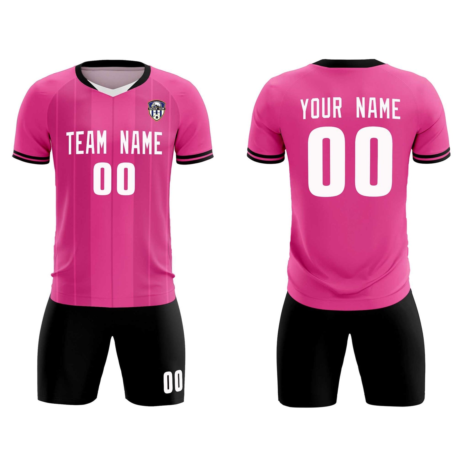 Custom Pink Classic Striped Personalized Soccer Tops/Sets Jersey