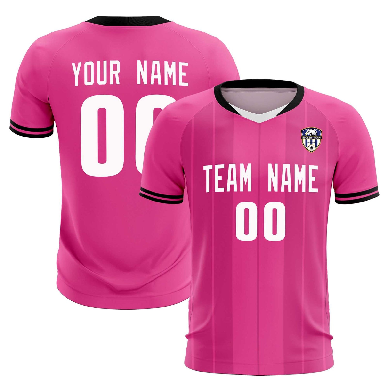 Custom Pink Classic Striped Personalized Soccer Tops/Sets Jersey