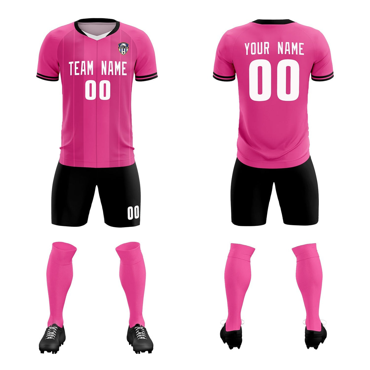 Custom Pink Classic Striped Personalized Soccer Tops/Sets Jersey