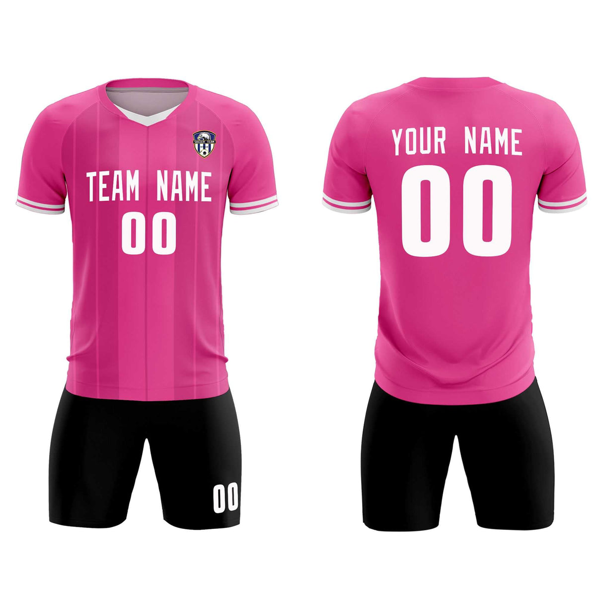 Custom Pink Classic Striped Personalized Soccer Tops/Sets Jersey