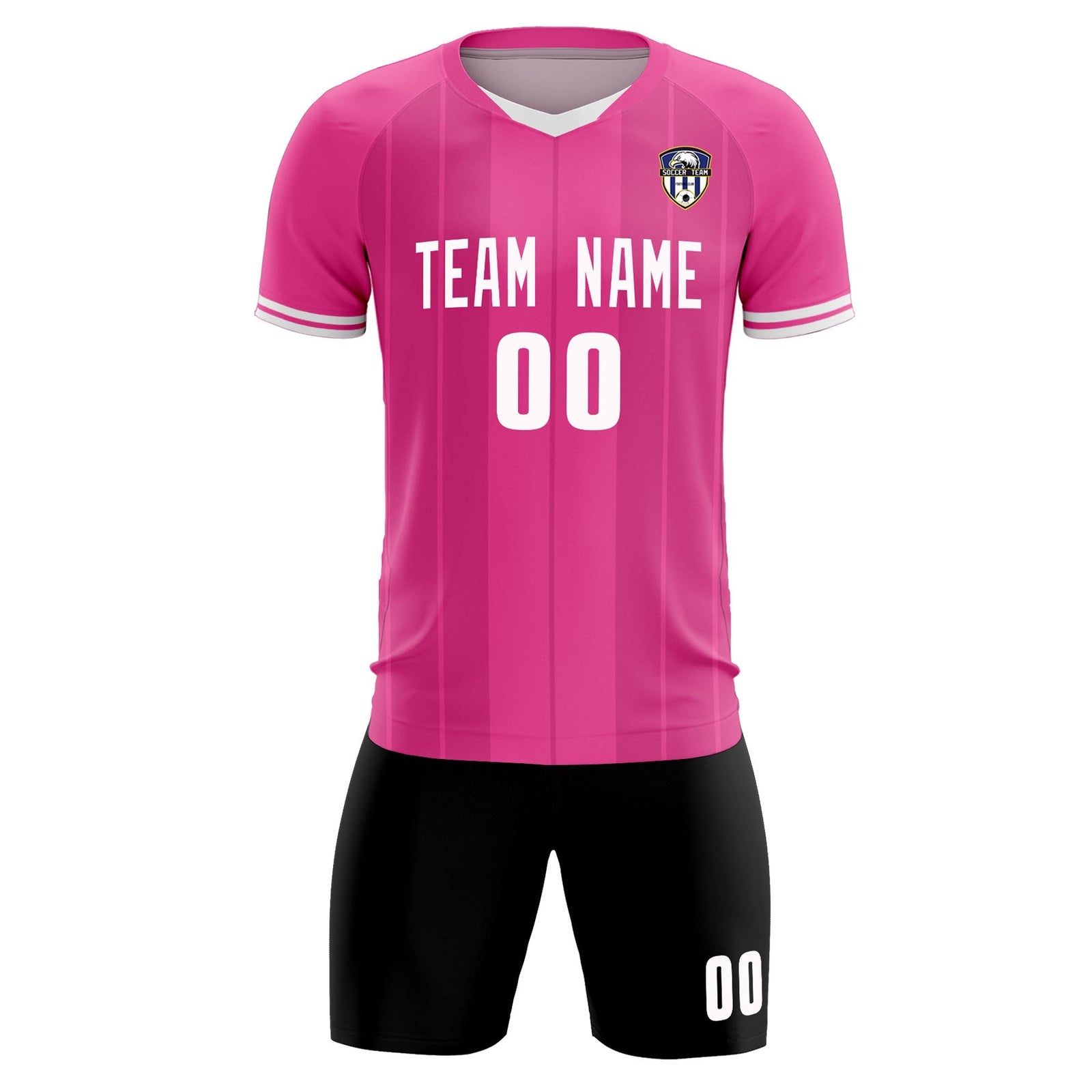 Custom Pink Classic Striped Personalized Soccer Tops/Sets Jersey