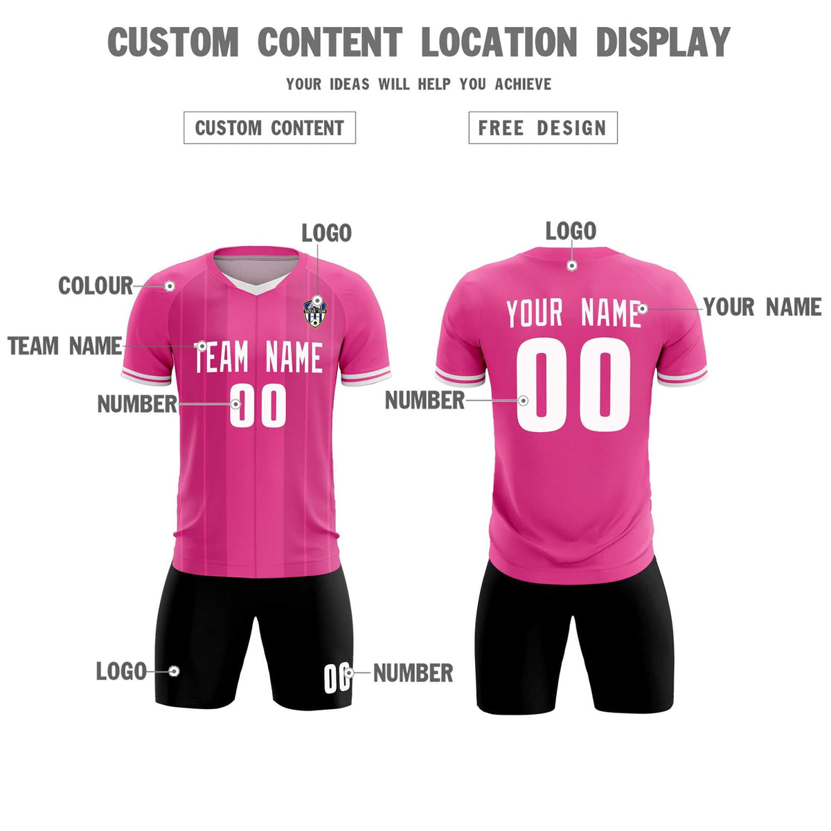 Custom Pink Classic Striped Personalized Soccer Tops/Sets Jersey