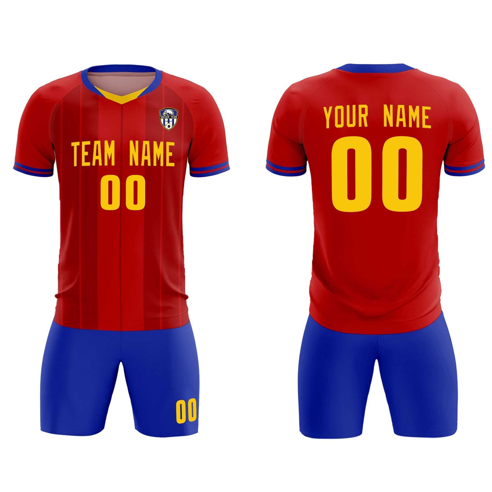 Custom Red Classic Striped Personalized Soccer Tops/Sets Jersey