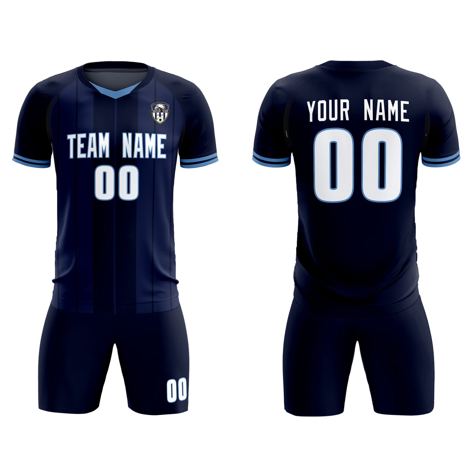 Custom Navy Classic Striped Personalized Soccer Tops/Sets Jersey