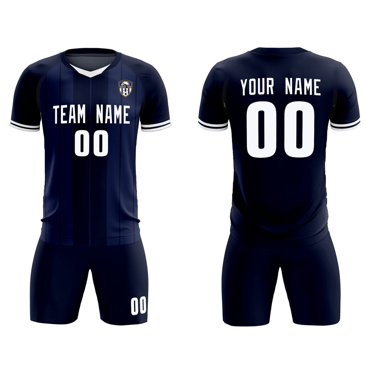 Custom Navy Classic Striped Personalized Soccer Tops/Sets Jersey