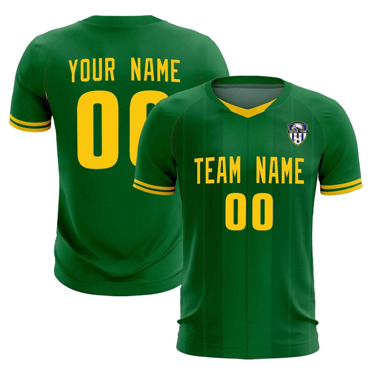 Custom Kelly Green Classic Striped Personalized Soccer Tops/Sets Jersey