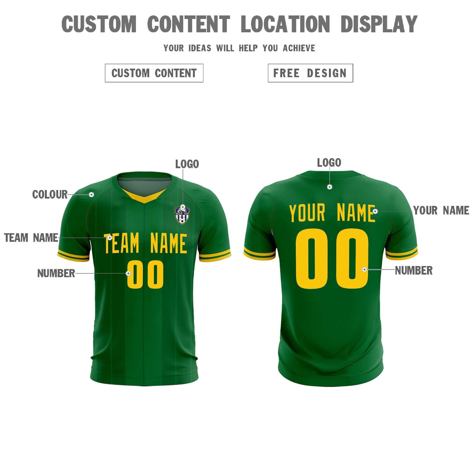 Custom Kelly Green Classic Striped Personalized Soccer Tops/Sets Jersey