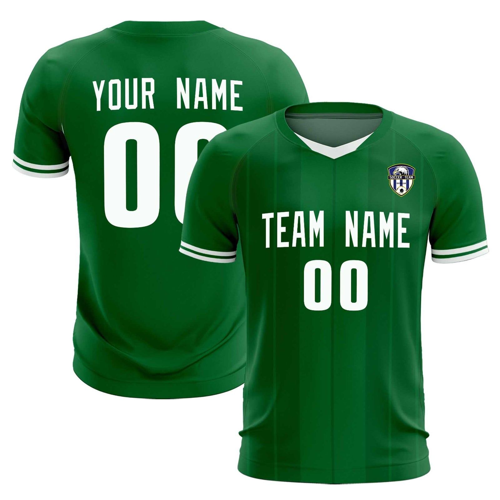 Custom Kelly Green Classic Striped Personalized Soccer Tops/Sets Jersey
