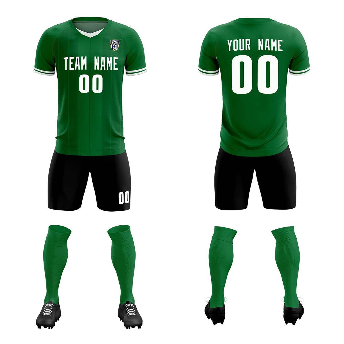 Custom Kelly Green Classic Striped Personalized Soccer Tops/Sets Jersey
