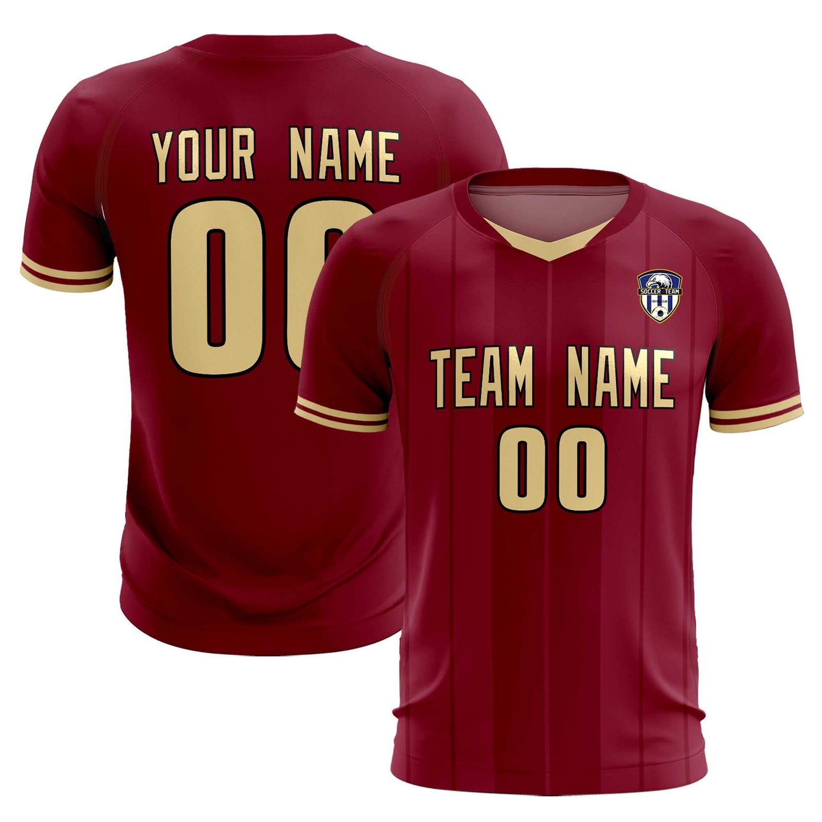 Custom Crimson Classic Striped Personalized Soccer Tops/Sets Jersey