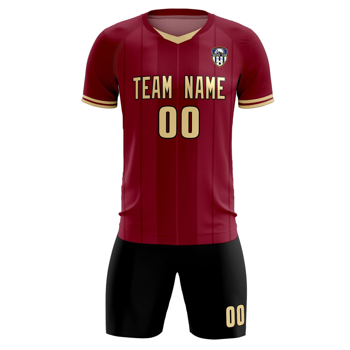 Custom Crimson Classic Striped Personalized Soccer Tops/Sets Jersey