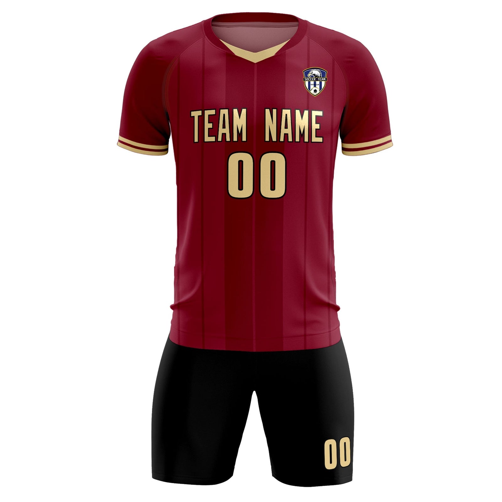 Custom Crimson Classic Striped Personalized Soccer Tops/Sets Jersey
