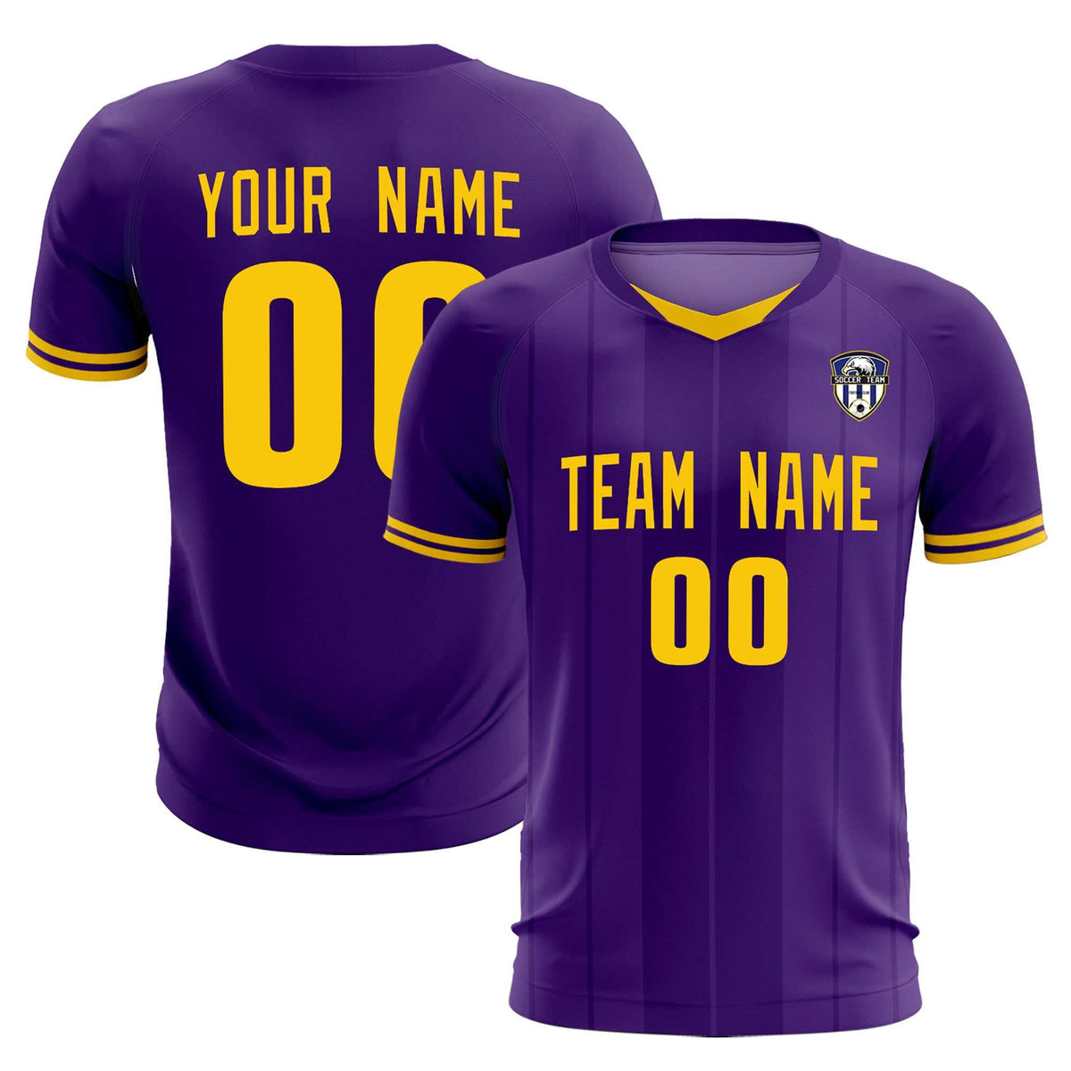 Custom Purple Classic Striped Personalized Soccer Tops/Sets Jersey