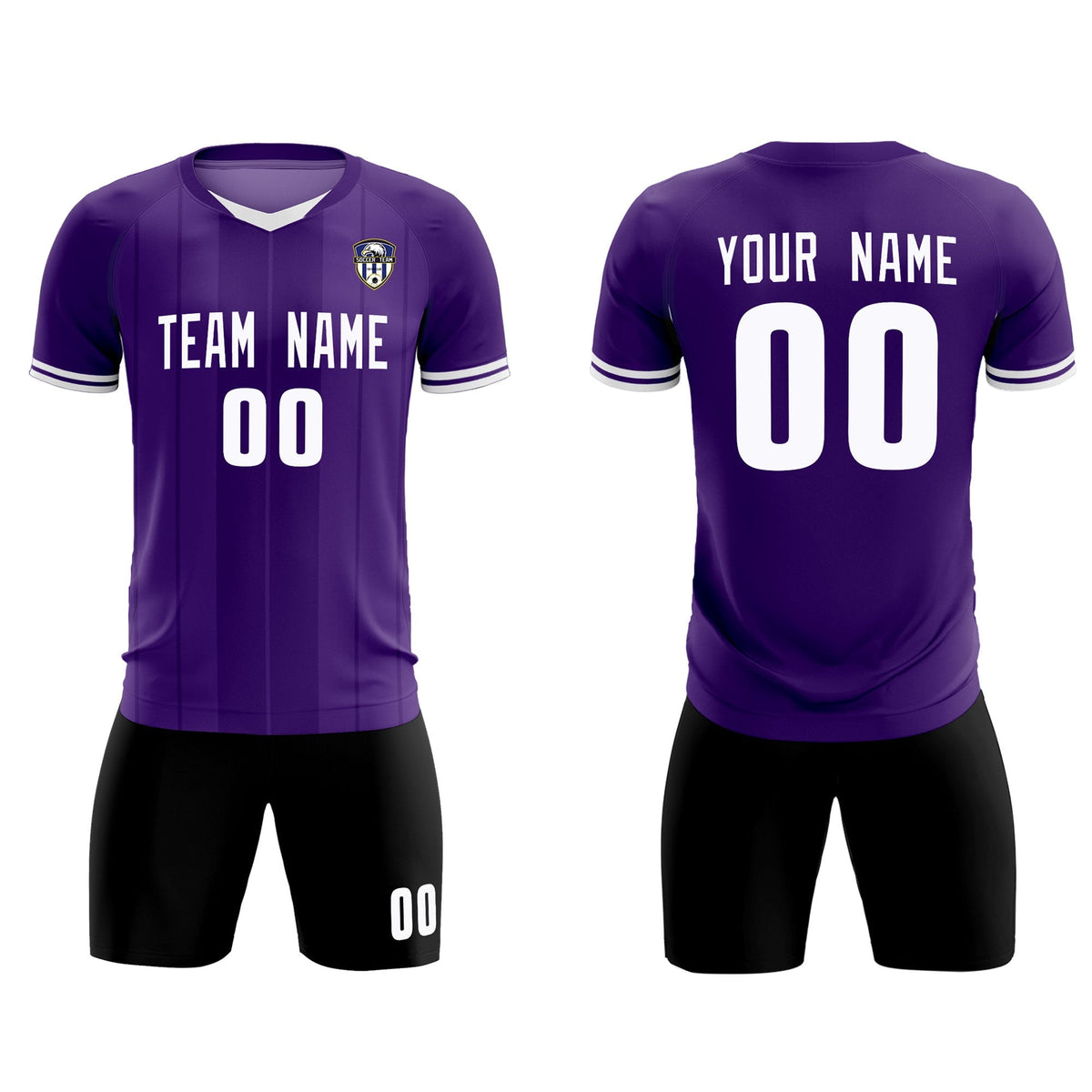 Custom Purple Classic Striped Personalized Soccer Tops/Sets Jersey