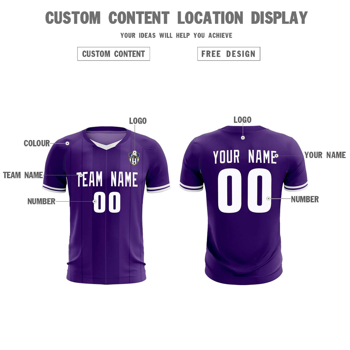 Custom Purple Classic Striped Personalized Soccer Tops/Sets Jersey