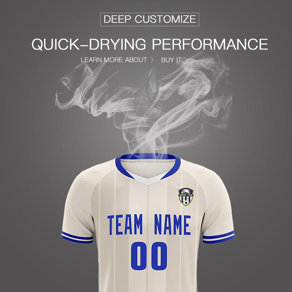 Custom Cream Classic Striped Personalized Soccer Tops/Sets Jersey