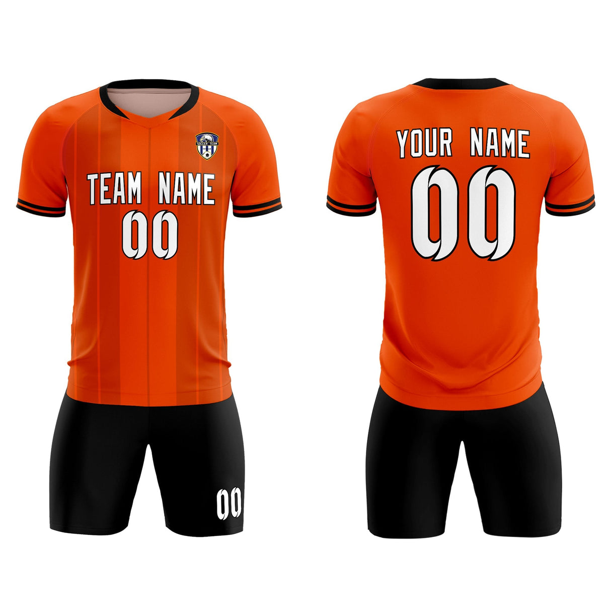 Custom Orange Classic Striped Personalized Soccer Tops/Sets Jersey