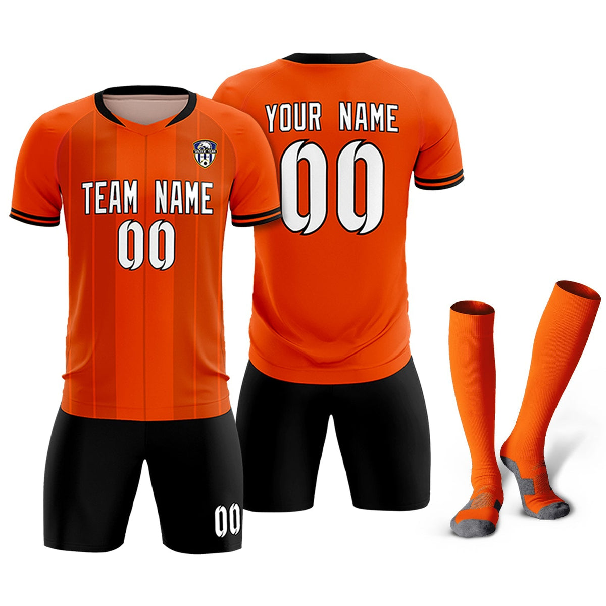 Custom Orange Classic Striped Personalized Soccer Tops/Sets Jersey