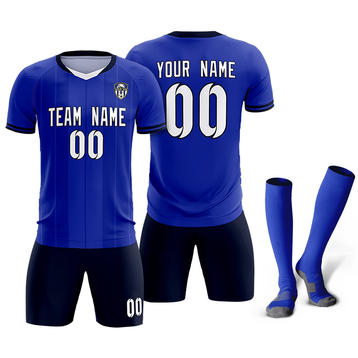 Custom Royal Classic Striped Personalized Soccer Tops/Sets Jersey