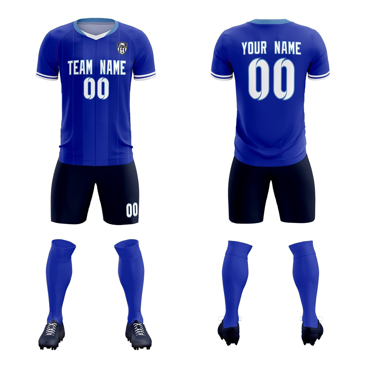 Custom Royal Classic Striped Personalized Soccer Tops/Sets Jersey