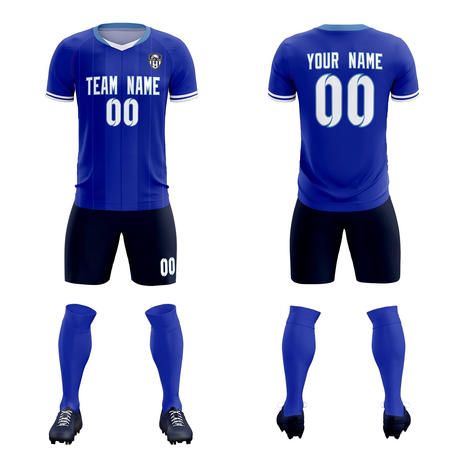 Custom Royal Classic Striped Personalized Soccer Tops/Sets Jersey