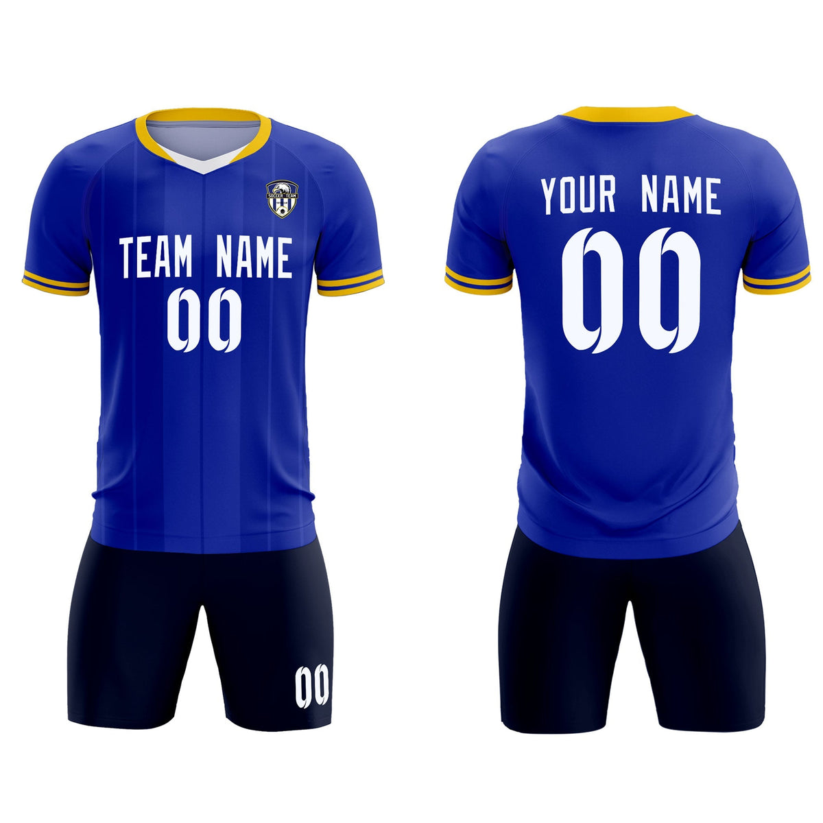Custom Royal Classic Striped Personalized Soccer Tops/Sets Jersey