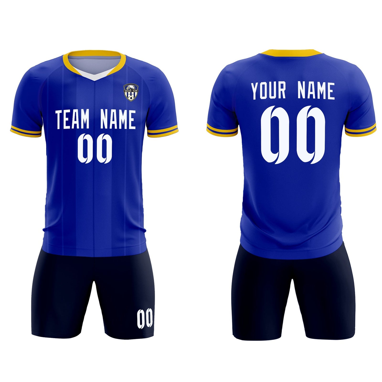 Custom Royal Classic Striped Personalized Soccer Tops/Sets Jersey